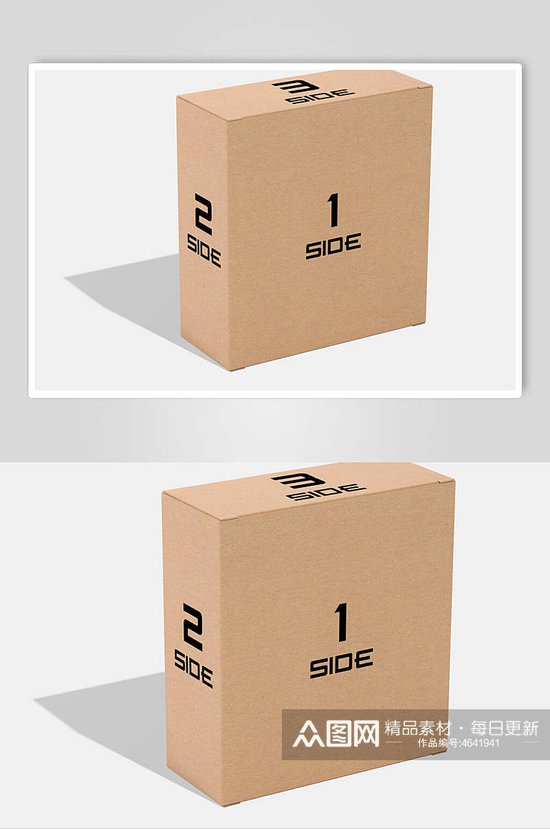 个性设计时尚纸箱包装贴图样机素材