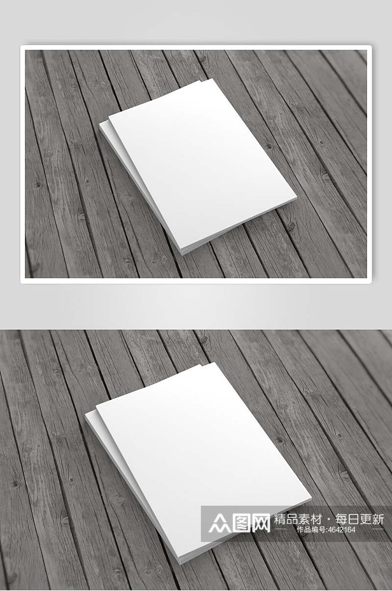 长方形白色空白纸张画册样机素材