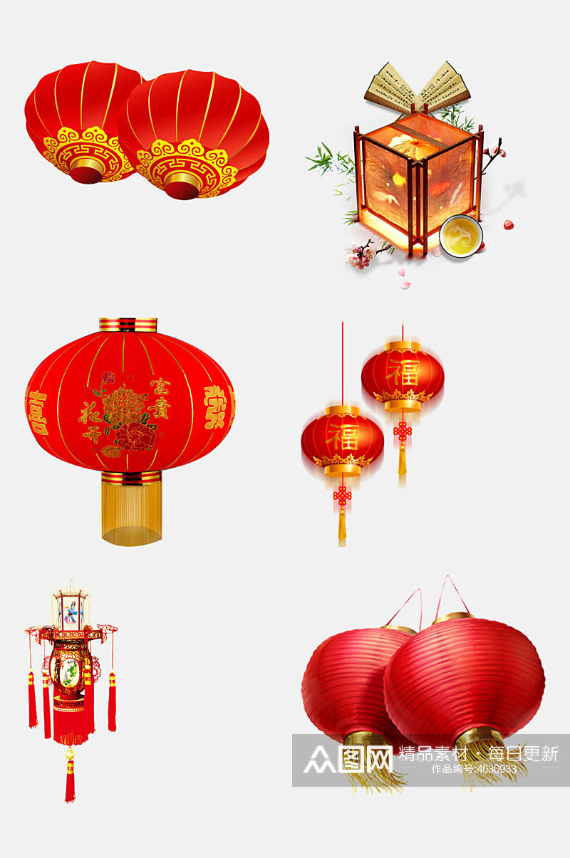 中式大气新年喜庆装饰免抠素材素材