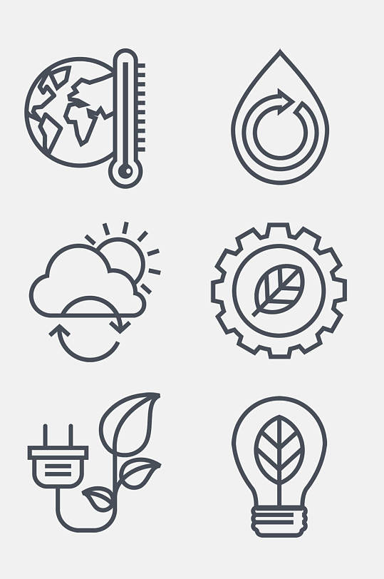 线性生态循环图案免抠素材