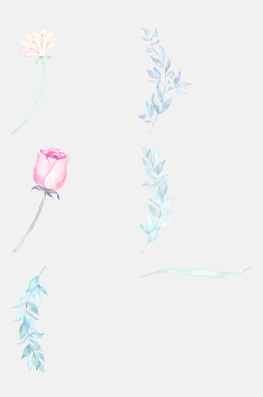 清新粉蓝色手绘花朵免抠素材素材
