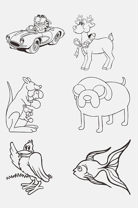 森系线稿动物免抠素材