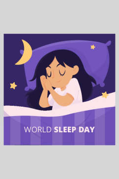紫色世界睡眠日插画