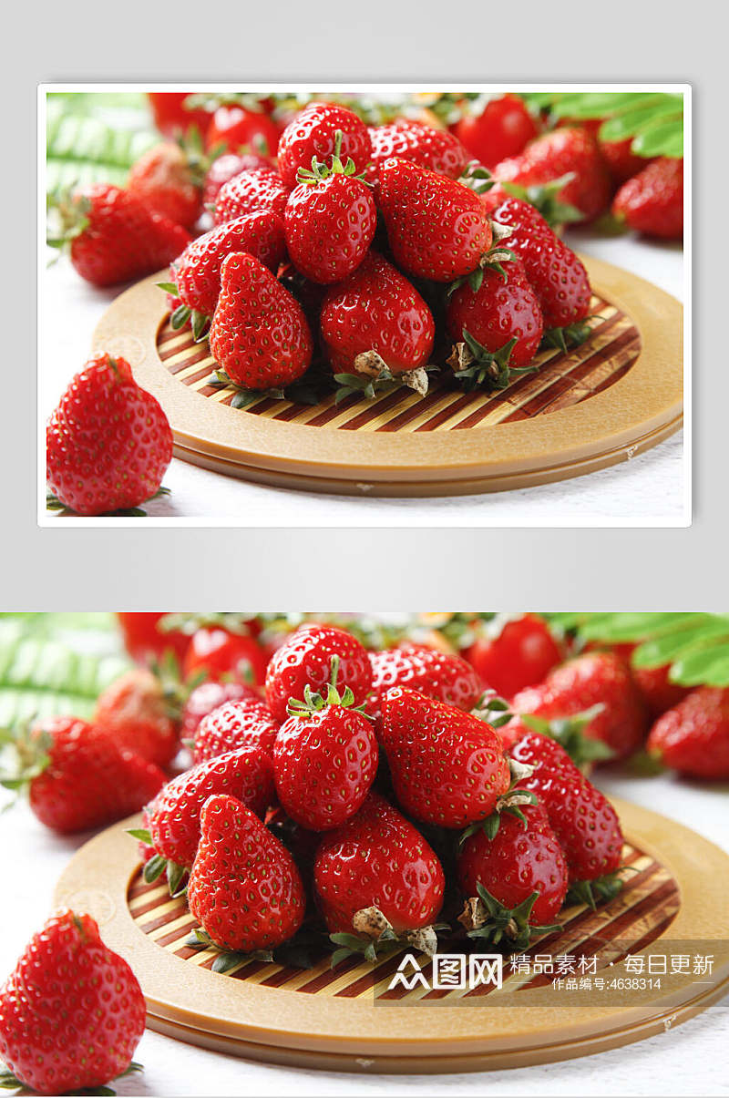 鲜嫩草莓水果摆饰摄影图素材