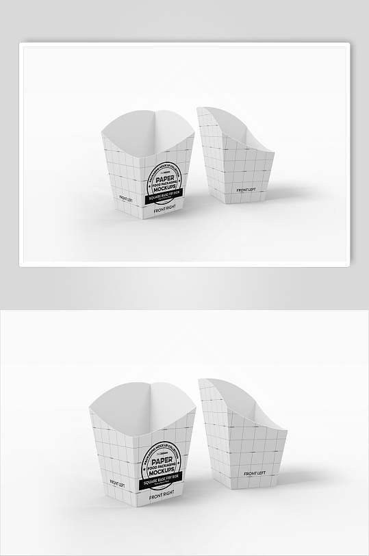 简约薯条盒子食品包装盒样机-众图网