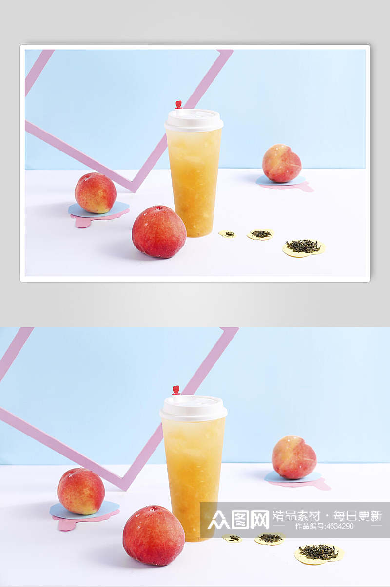 水蜜桃食物桃桃果茶摄影图素材