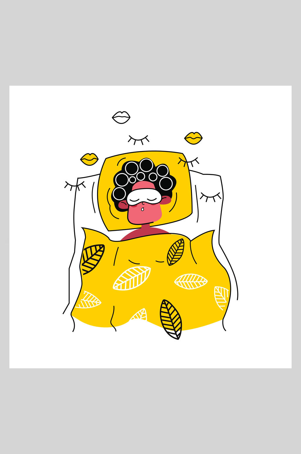 黄色清新世界睡眠日插画素材