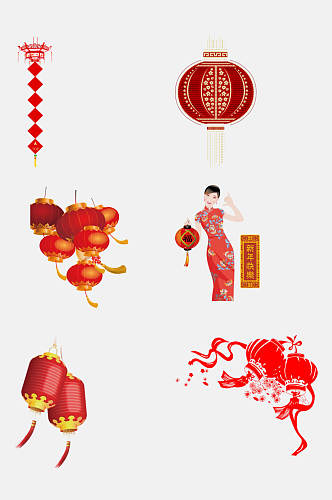 中式红灯笼手绘免抠素材