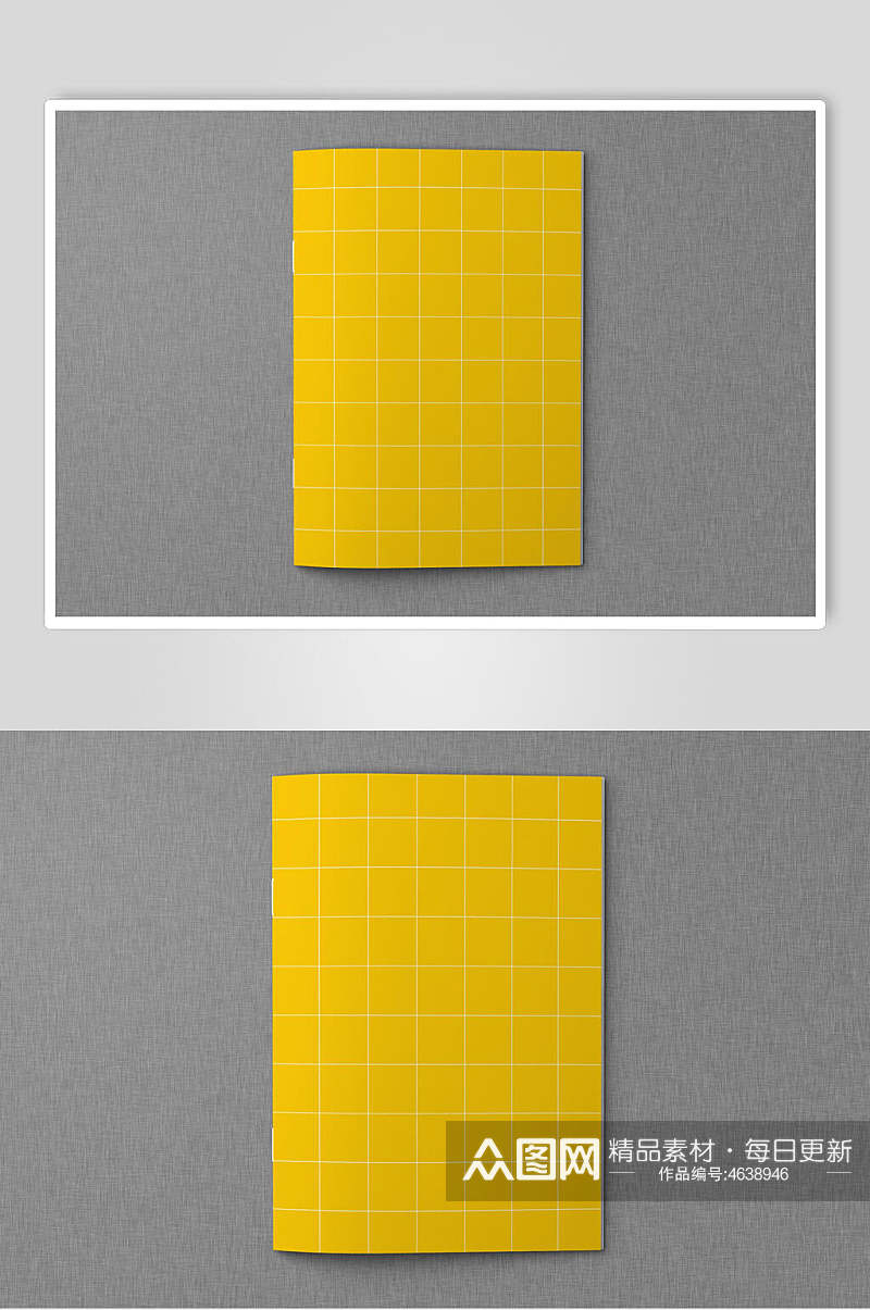 创意格子黄色企业画册样机素材