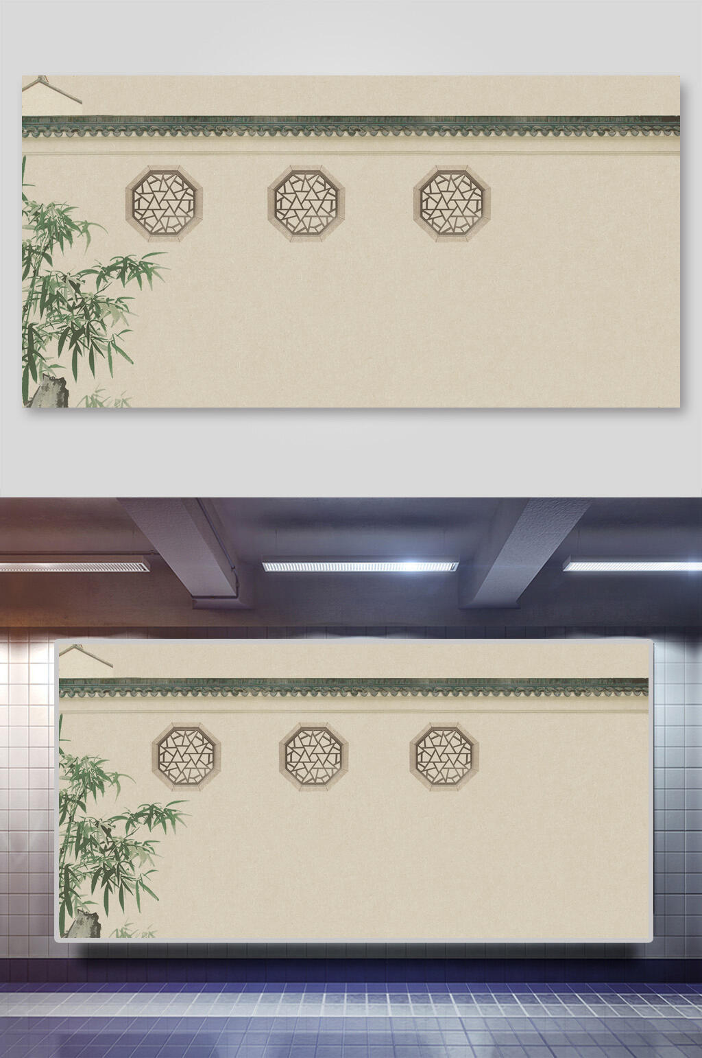 中式青竹工笔画背景素材素材