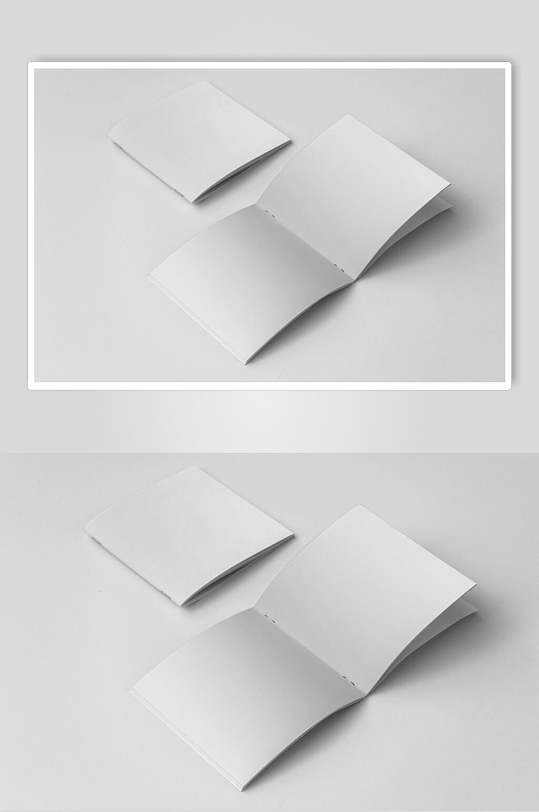 正方形翻页白色空白画册样机