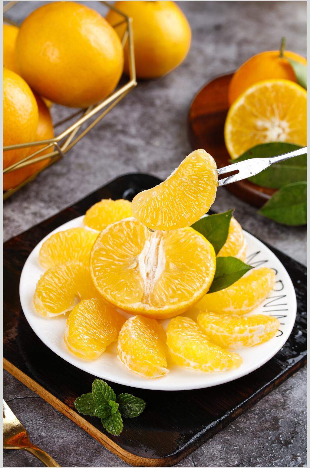 饱满多汁薄皮橘子新鲜水果摄影图素材