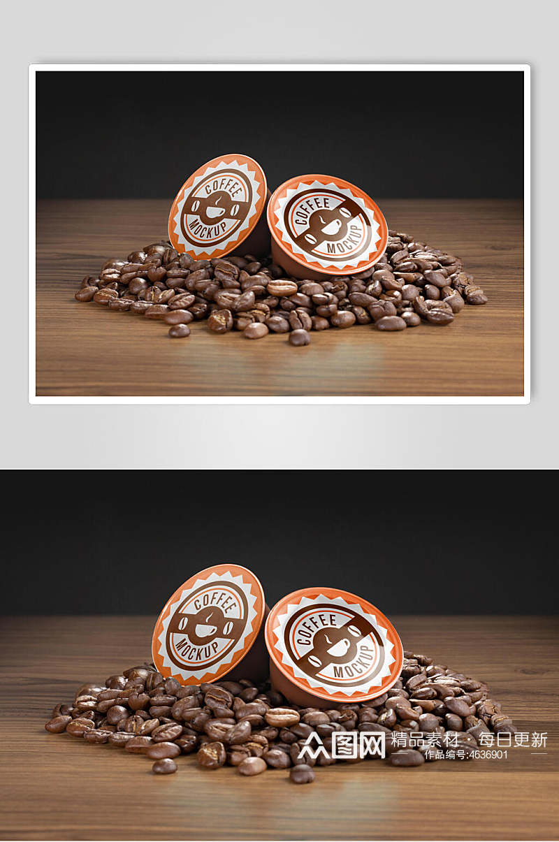 简约创意咖啡豆咖啡样机素材