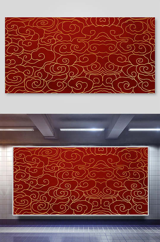 烫金红底中式底纹背景素材