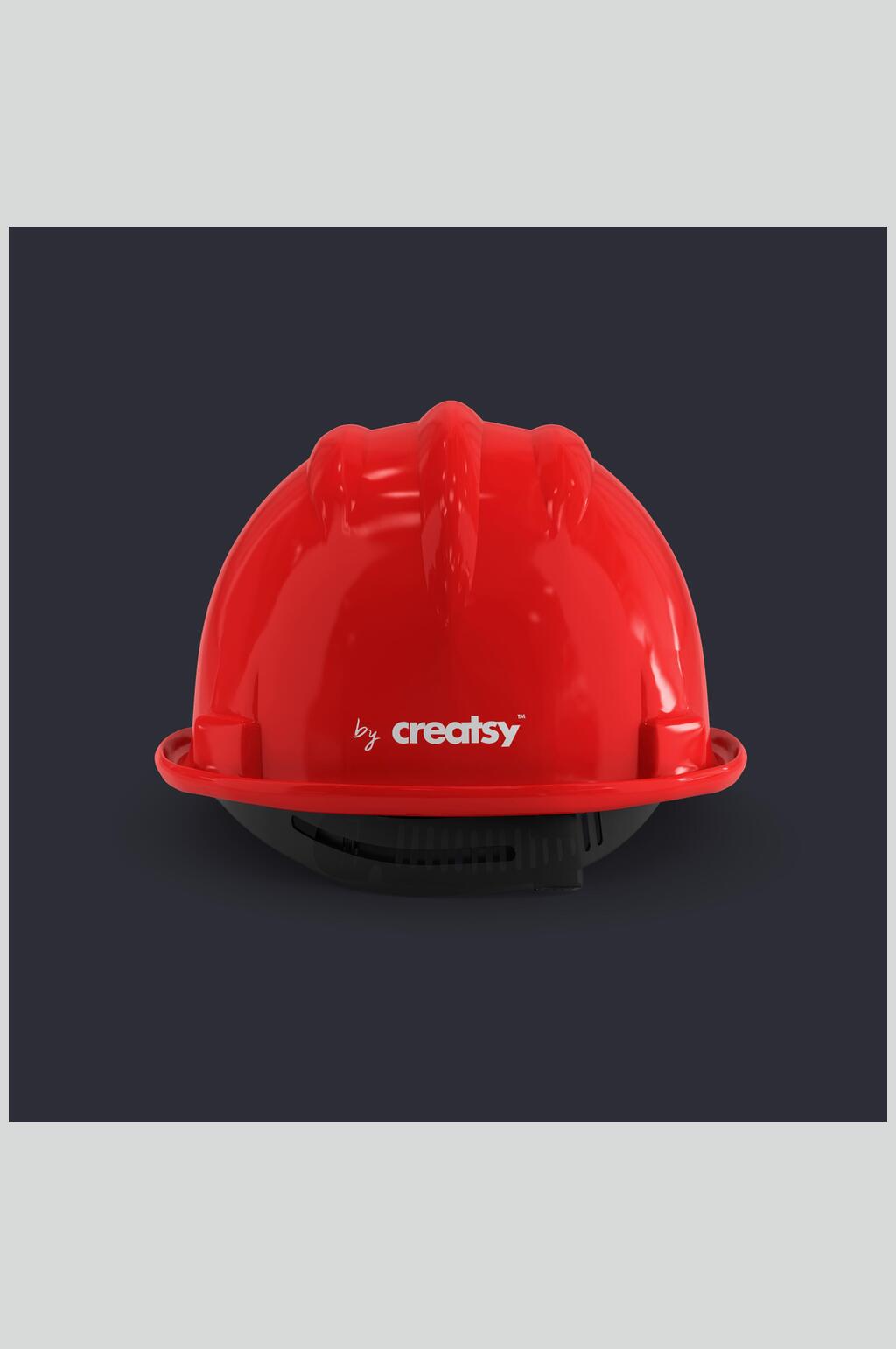 红色工地安全帽样机素材