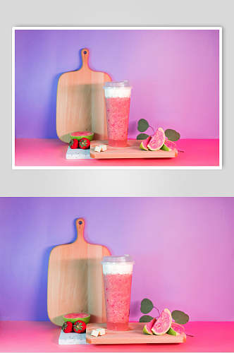 小清新草莓水果饮品摄影图