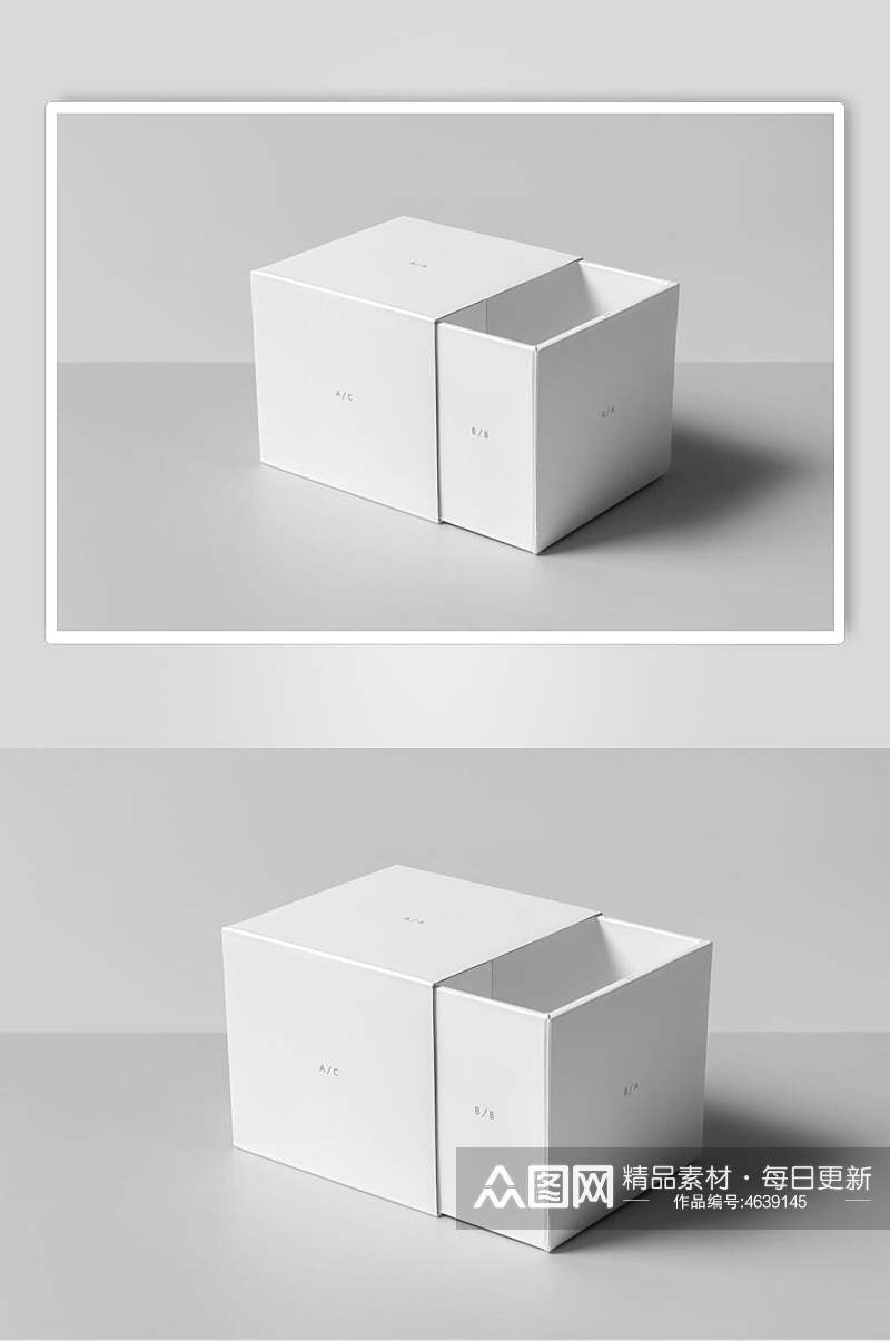 创意留白礼盒包装贴图样机素材