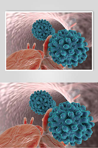 蓝色创意微生物分子图片