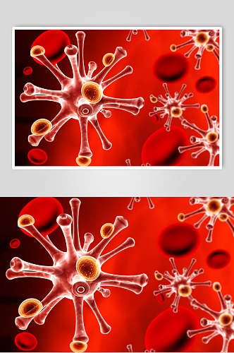 红色几何微生物分子图片
