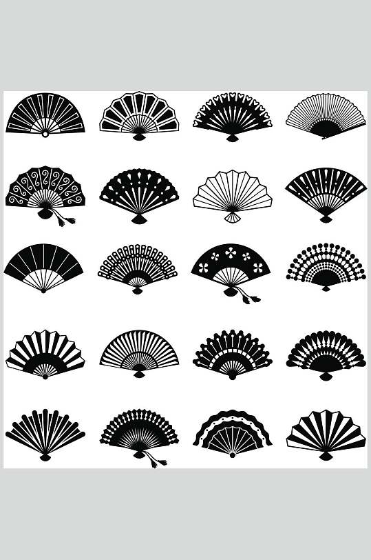 黑色折扇矢量素材