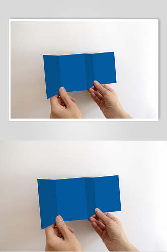 创意蓝色三折页样机
