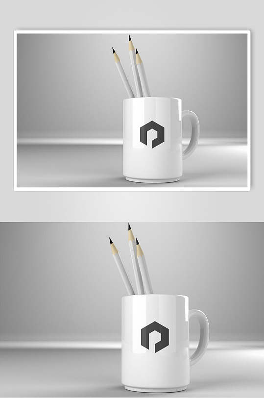 白色陶瓷笔筒企业vi样机