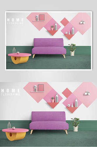 紫色沙发家具海报