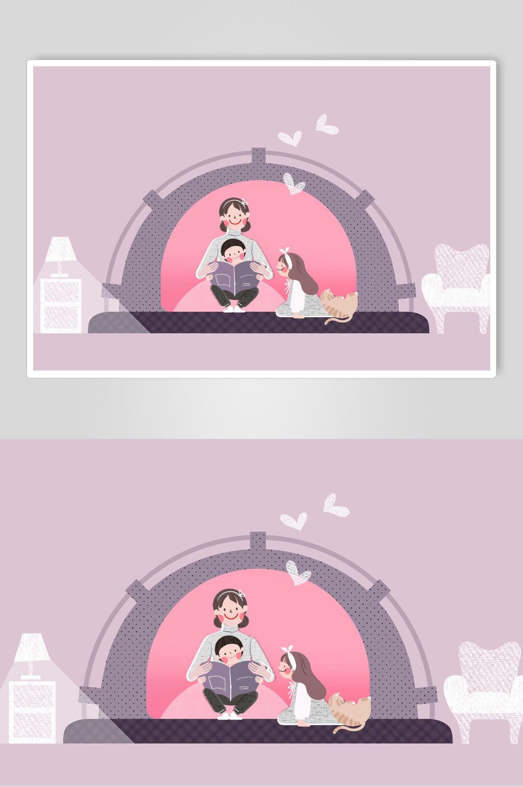粉红色创意冬季人物插画素材