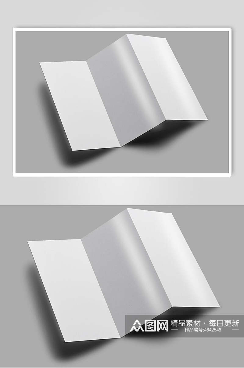 三折页白色竖版空白折页样机素材
