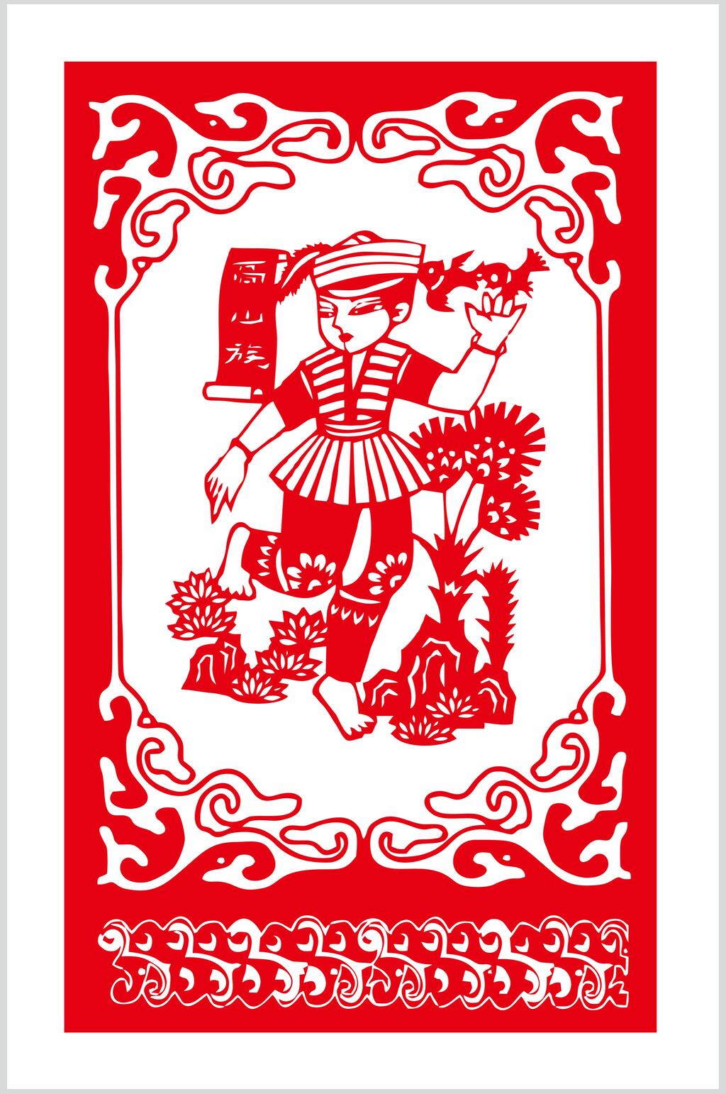 唯美经典剪纸风民族人物图片素材