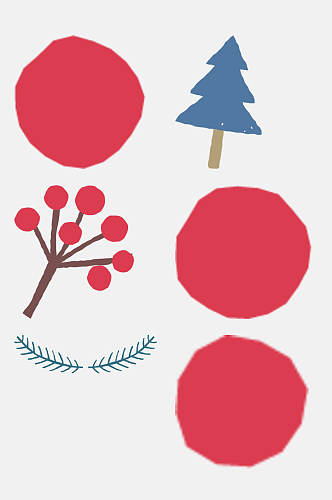 红色果实圣诞节卡通免抠素材