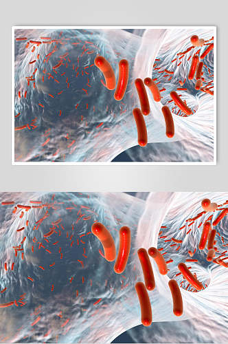 红色立体微生物分子图片