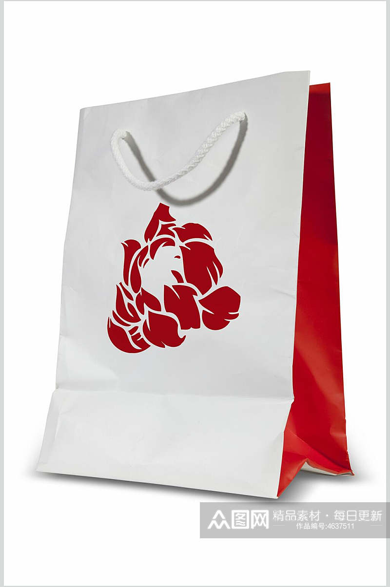 创意红色花纹手提袋样机素材
