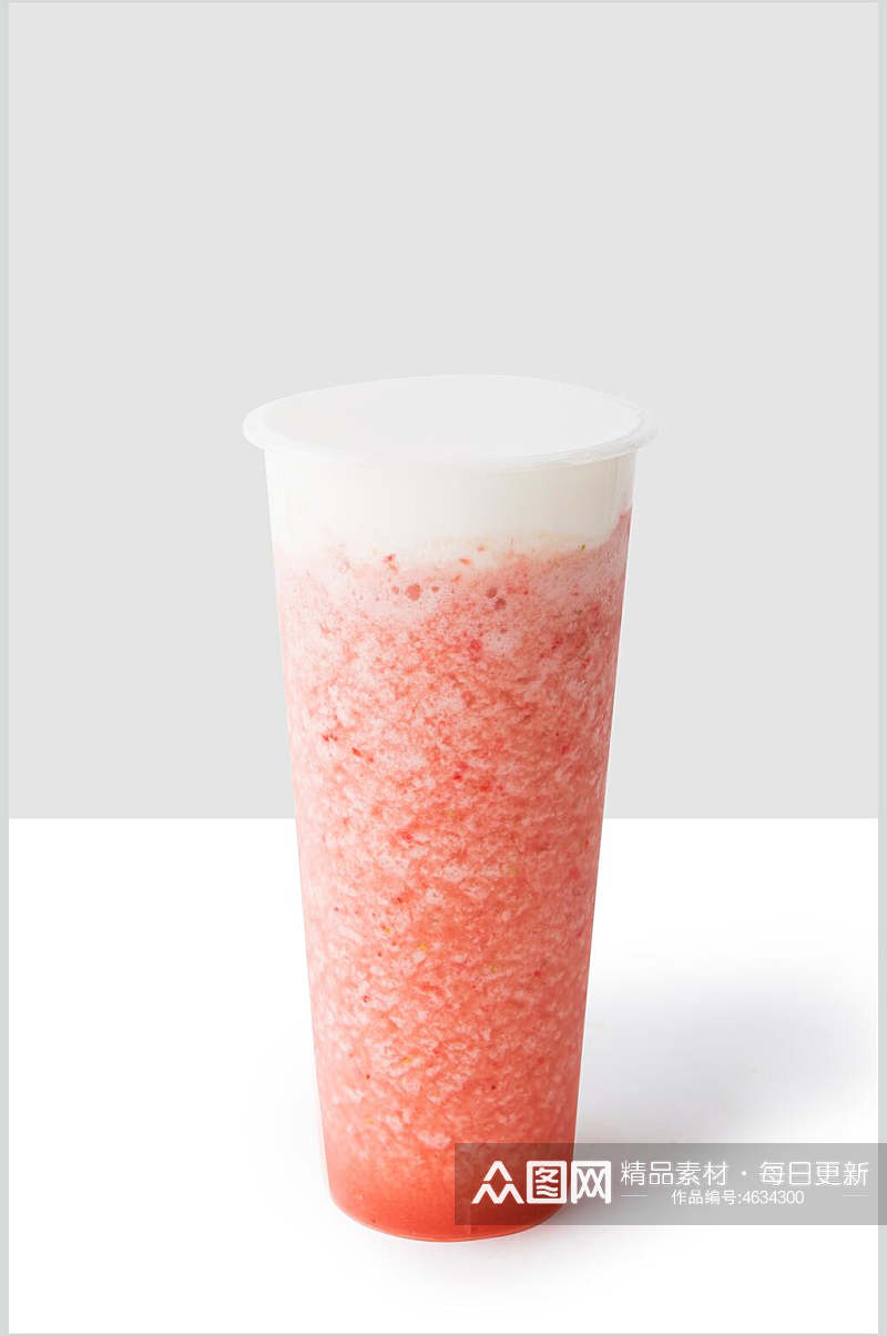 草莓奶盖食物摆拍奶茶背景图素材