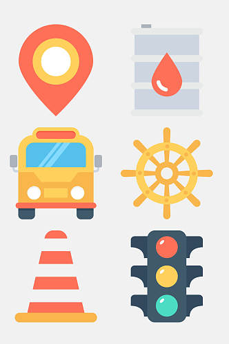 橙色卡通运输交通物流图案免抠素材