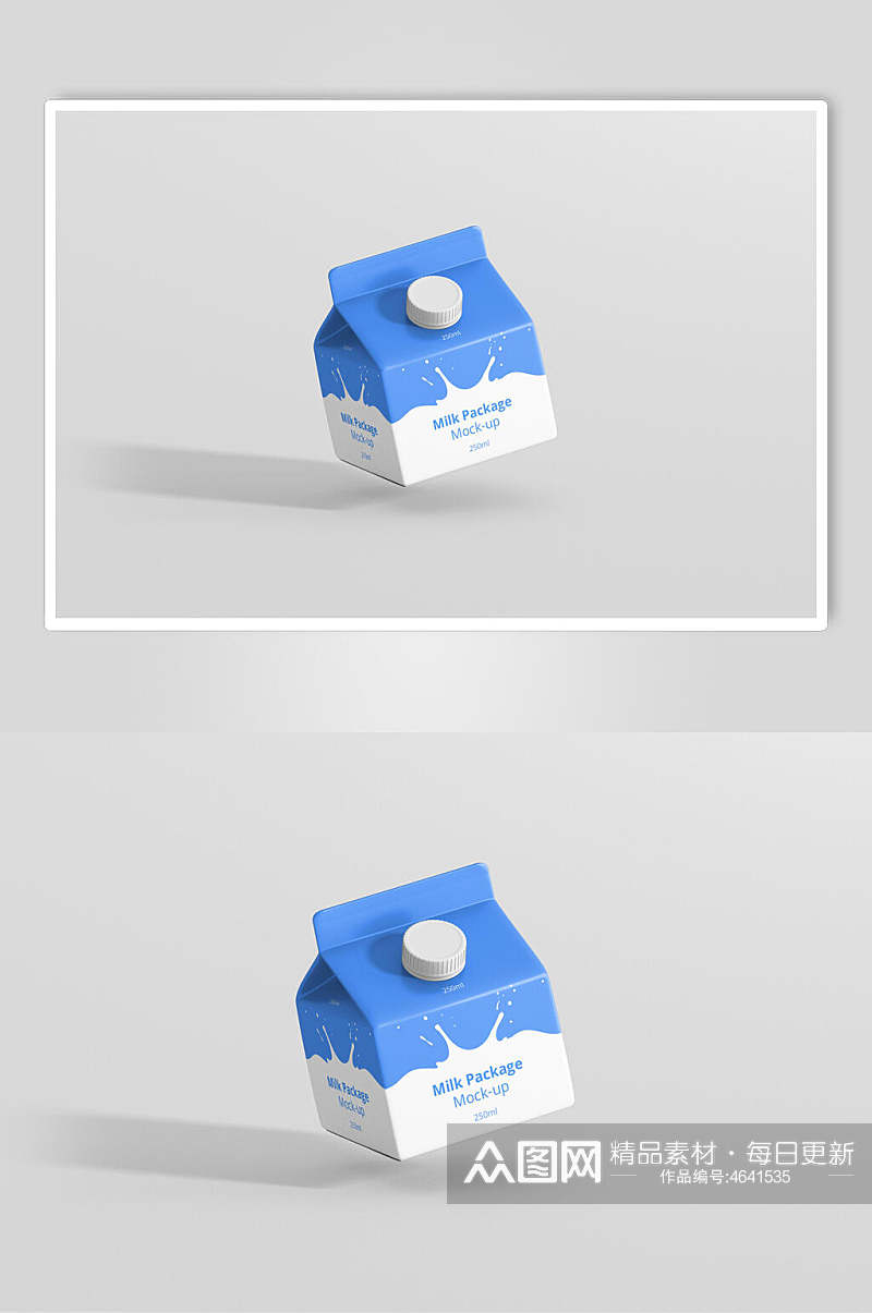 经典牛奶饮品纸盒样机素材