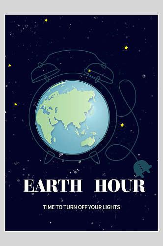 线条创意地球日插画海报