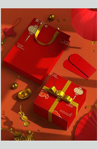 红薯干花朵礼物盒高档新年包装VI样机