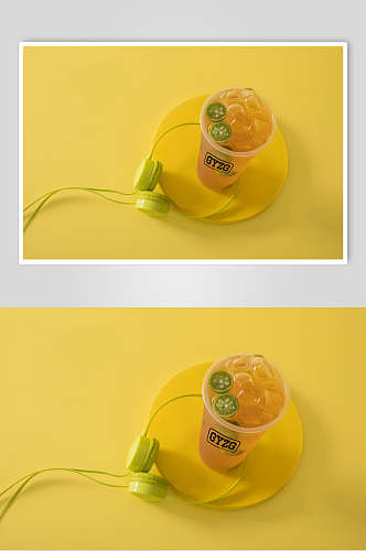 柠檬茶加冰水果饮品摄影图