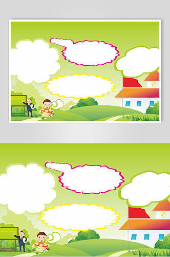 绿色儿童卡通自然背景图