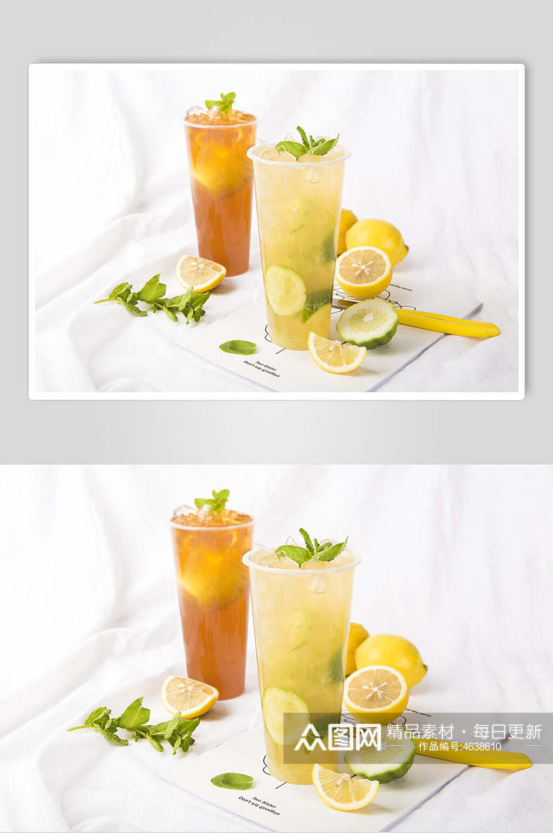 白底柠檬水果饮品摄影图素材