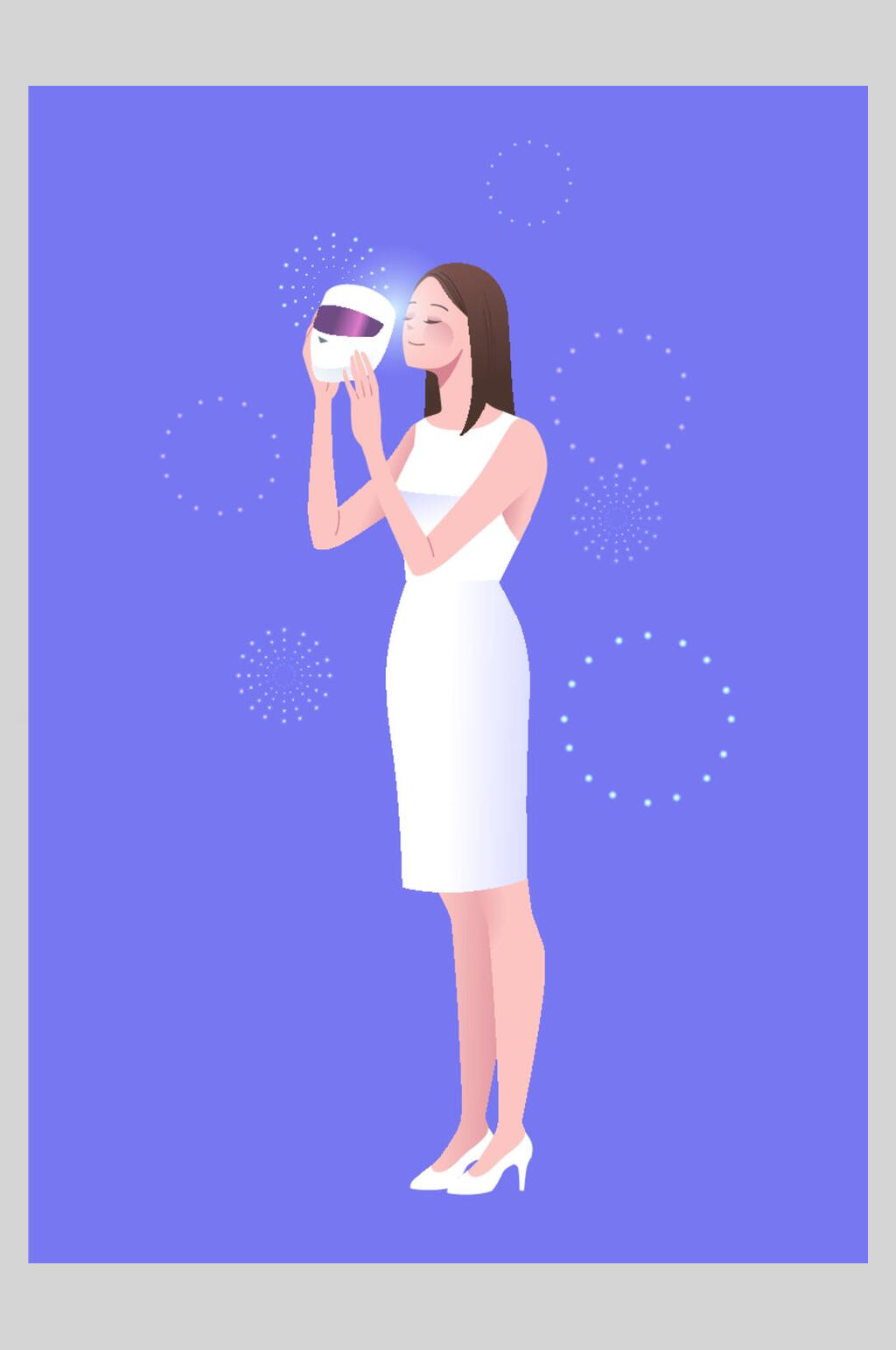 蓝色美容护肤插画素材