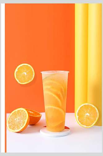 冰镇橙汁摆拍奶茶背景图