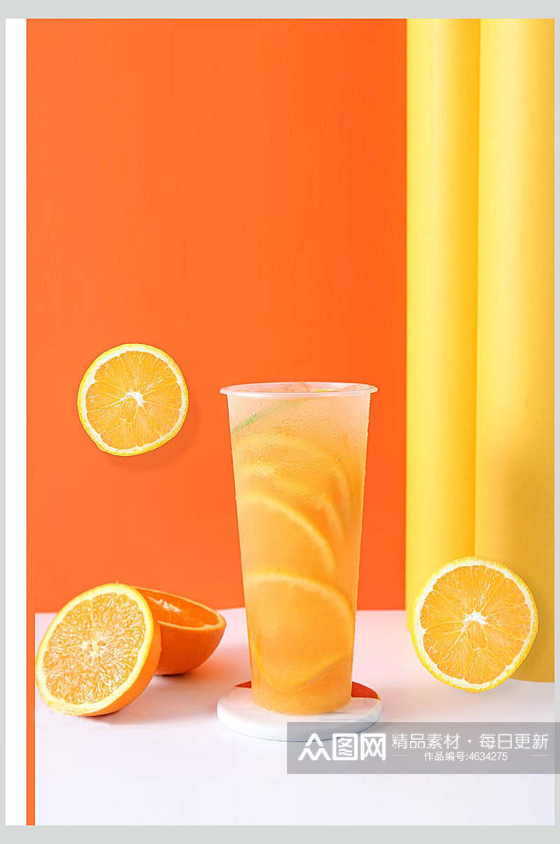 冰镇橙汁摆拍奶茶背景图素材