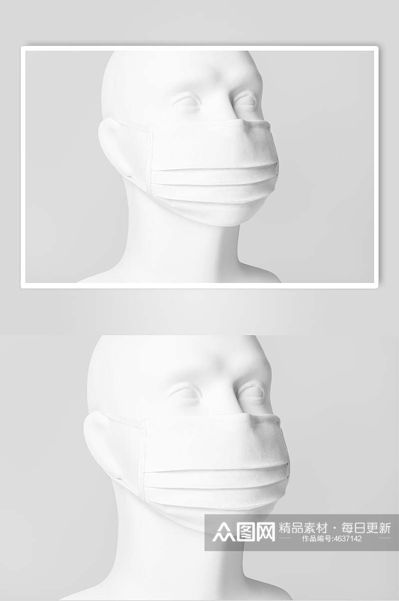 创意雕塑白色口罩样机素材