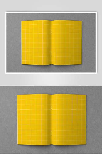 创意格子黄色企业画册样机