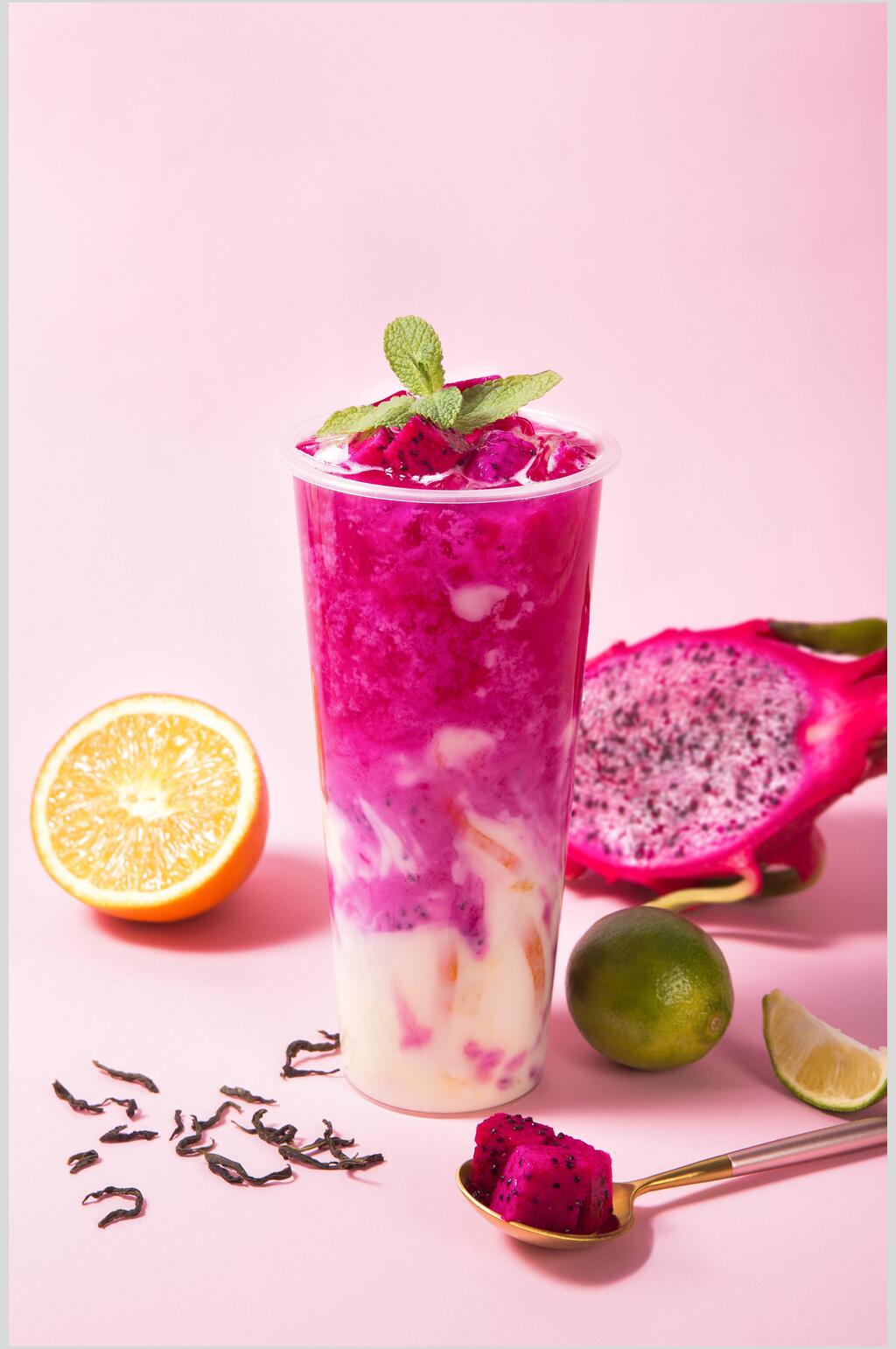 水果茶食物摆拍奶茶背景图素材