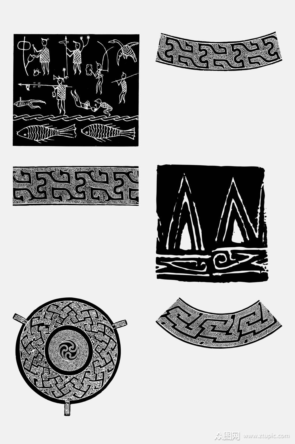 春秋战国纹样拓印免抠素材