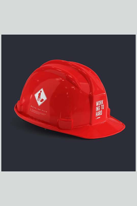 横版红色工地安全帽样机-众图网