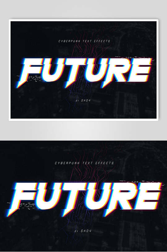 白色文字赛博朋克立体英文艺术字